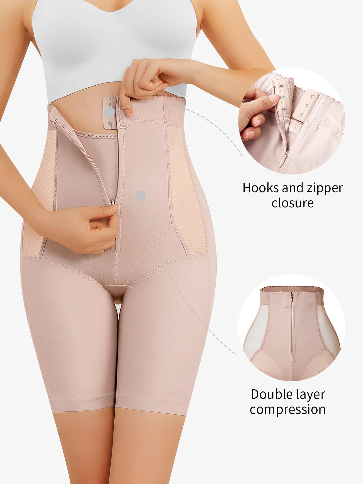 Zipper High Waist Butt Lifting Control Panty