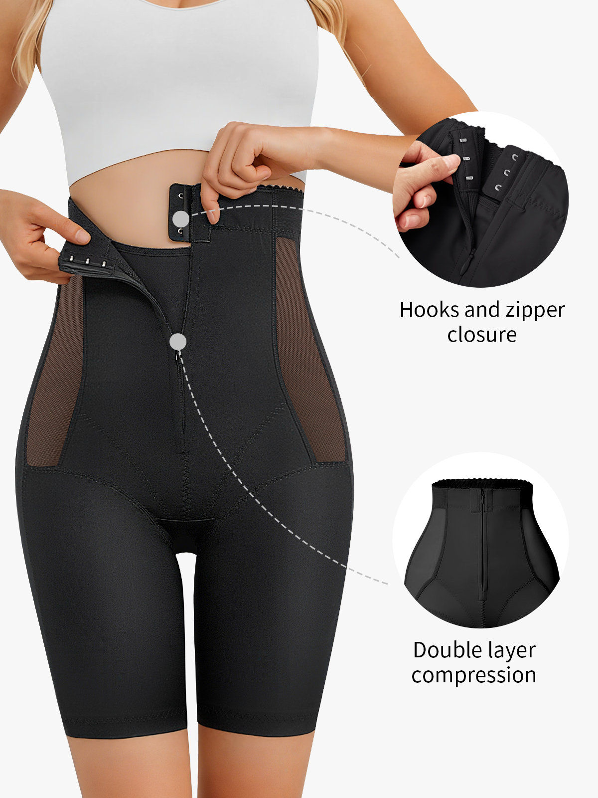 Zipper High Waist Butt Lifting Control Panty