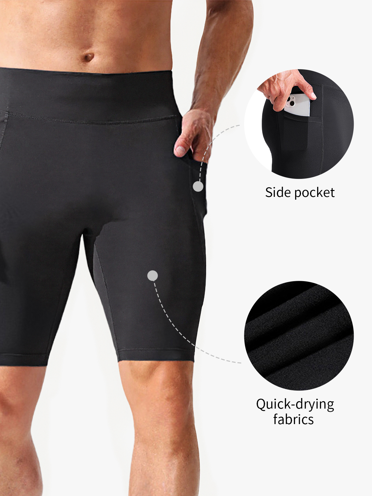 Quick Dry Compression Sports Shorts with Pocket