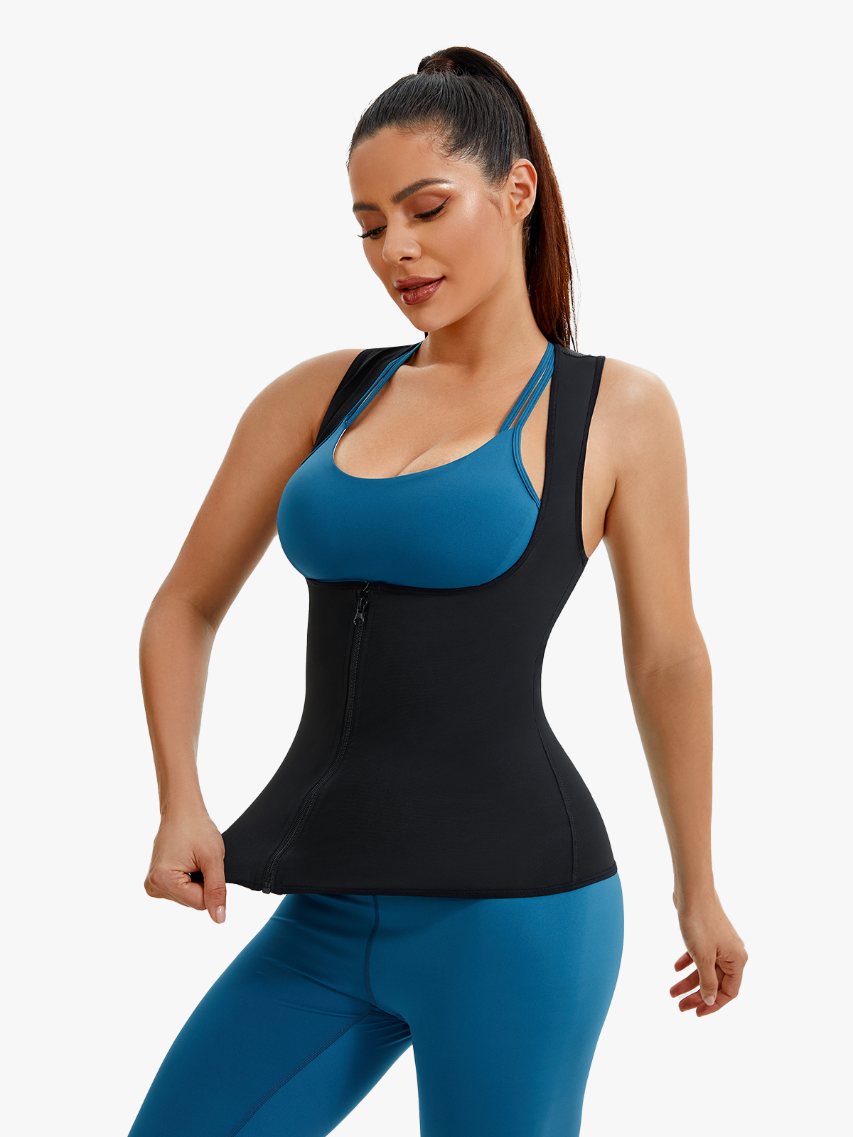 Open Bust Zipper Sauna Tank Top