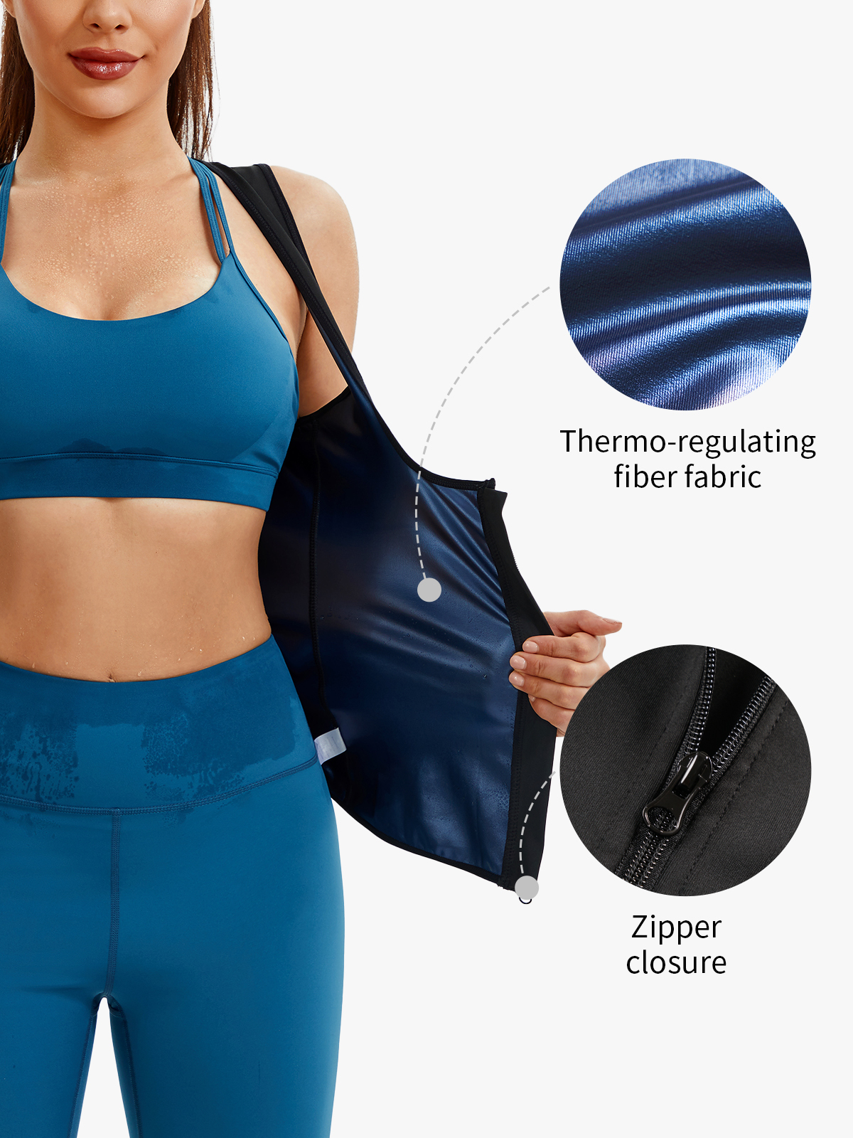 Open Bust Zipper Sauna Tank Top