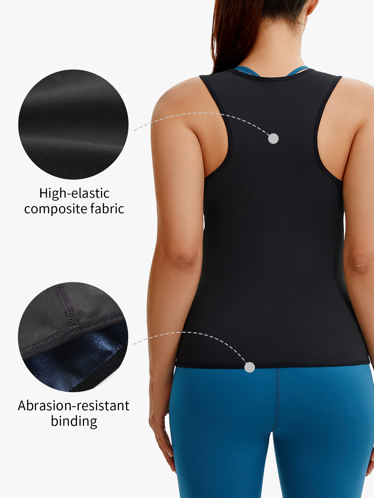 Open Bust Zipper Sauna Tank Top