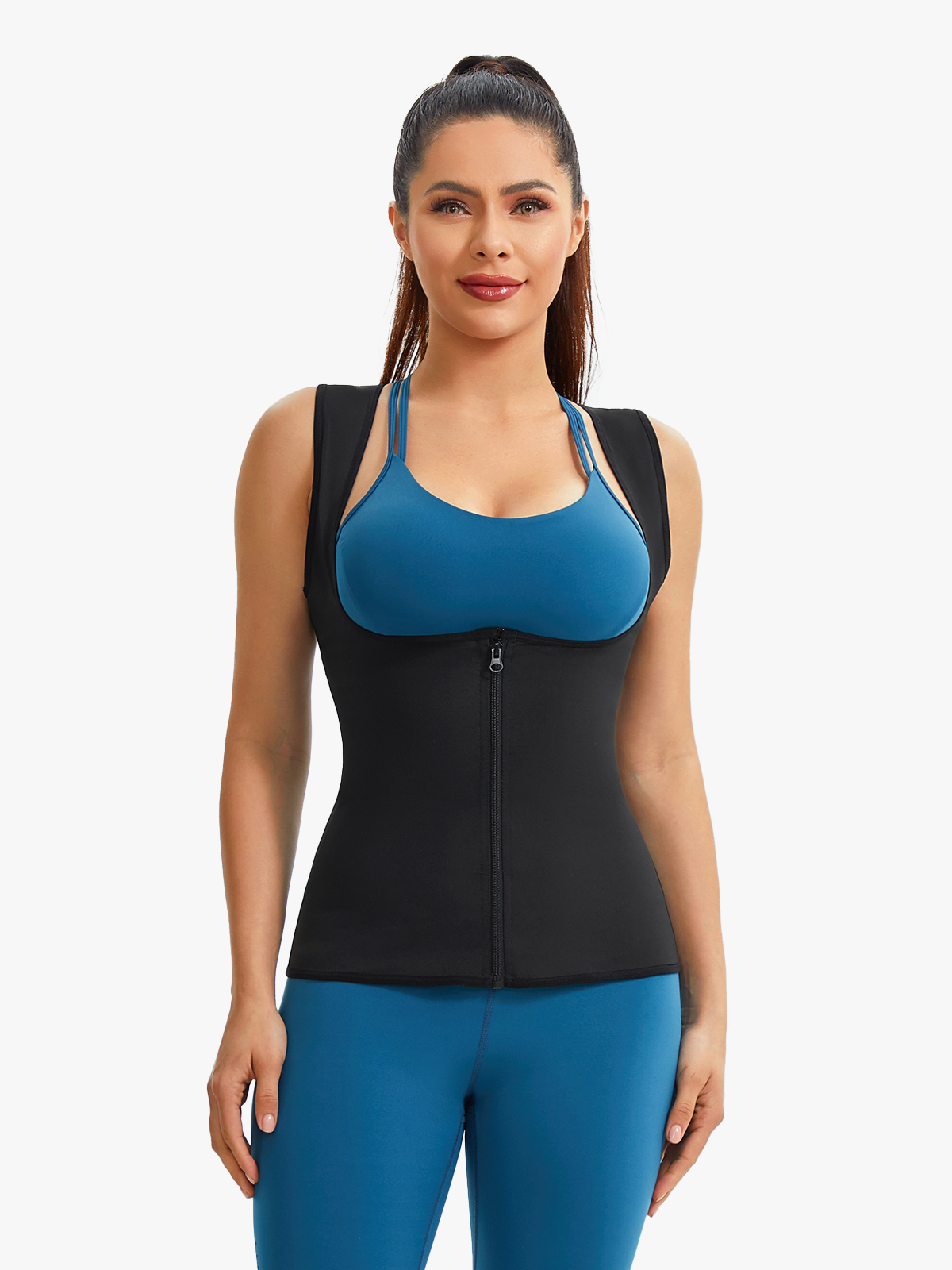 Open Bust Zipper Sauna Tank Top 