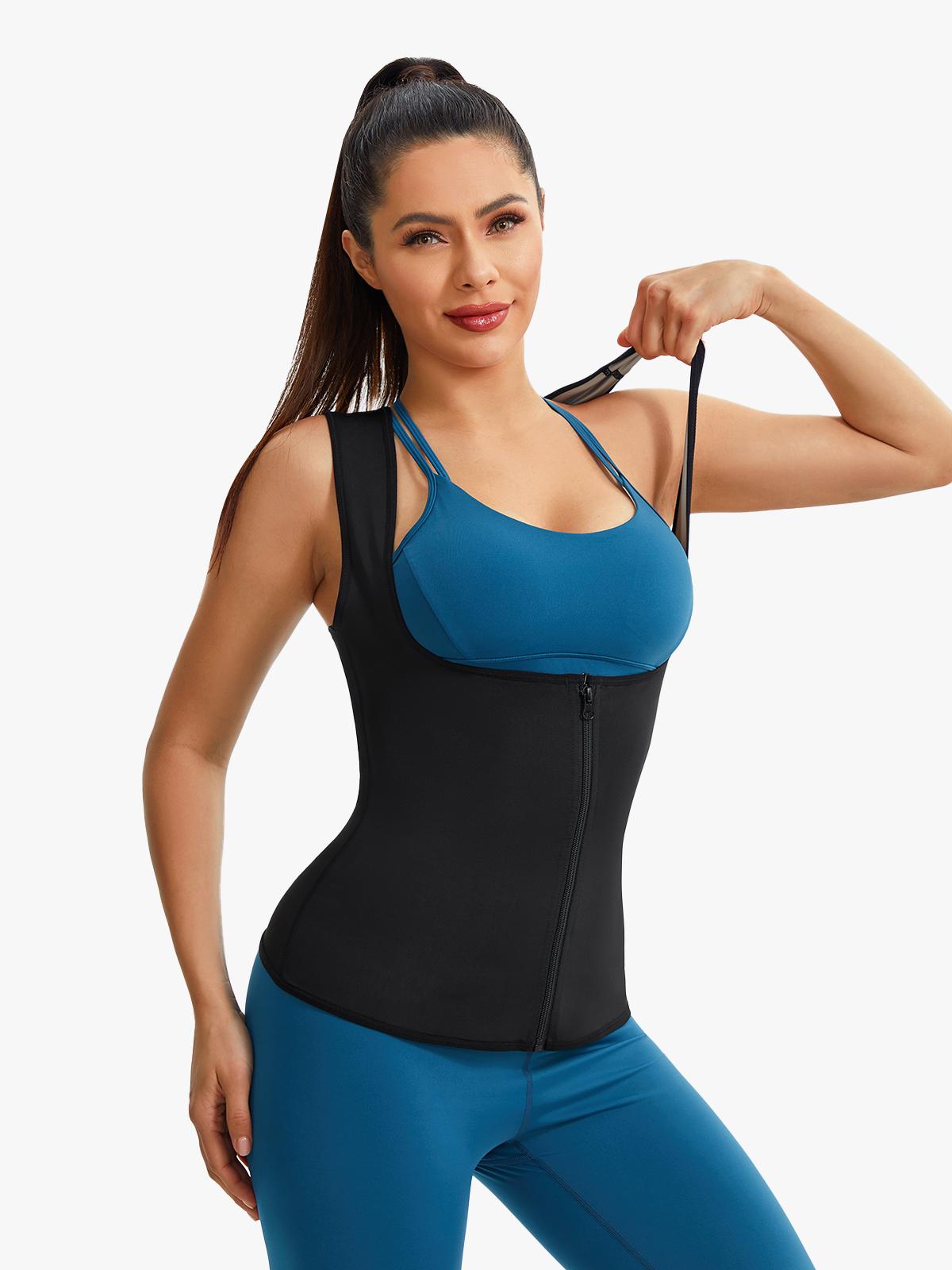 Open Bust Zipper Sauna Tank Top 