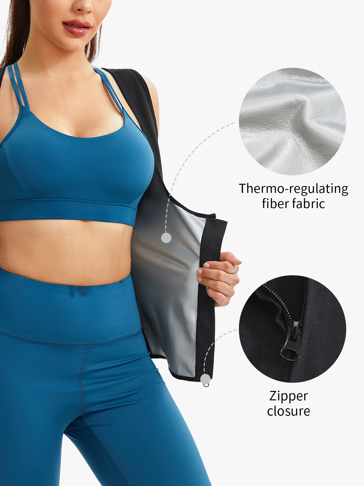 Open Bust Zipper Sauna Tank Top