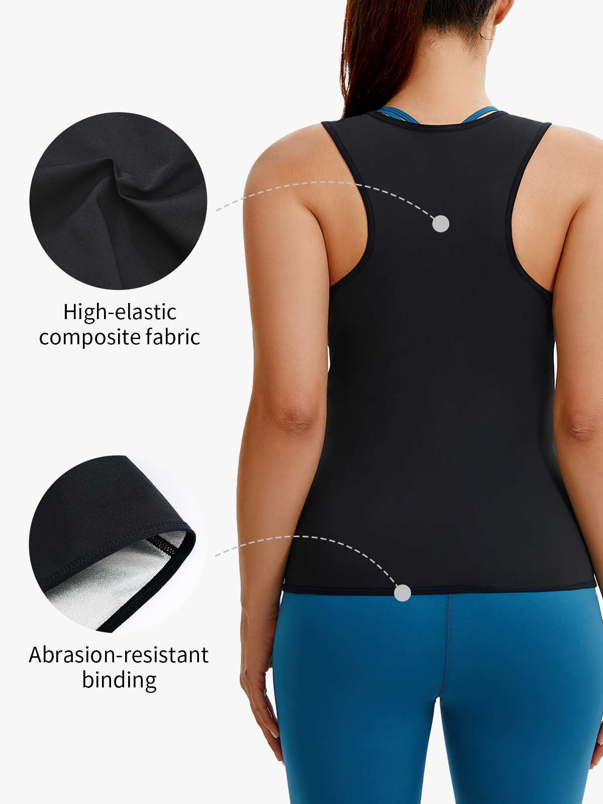 Open Bust Zipper Sauna Tank Top