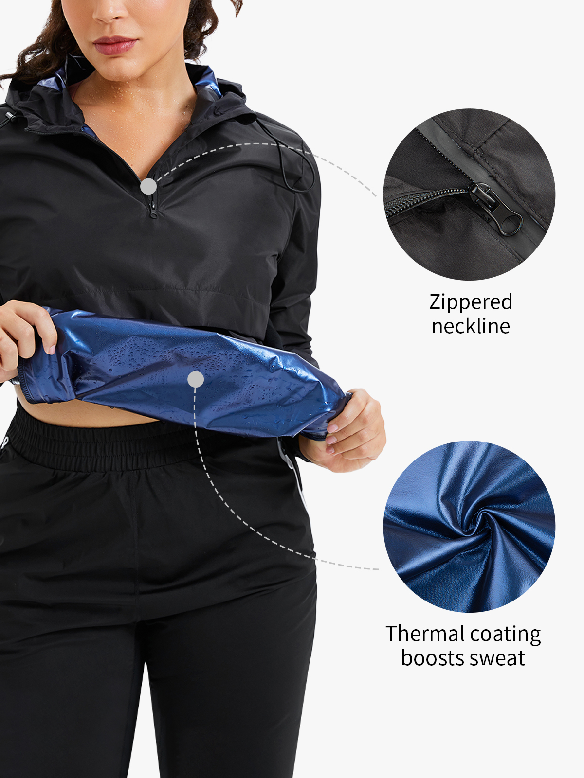 Half Zipper Pullover Workout Sweat Sauna Top