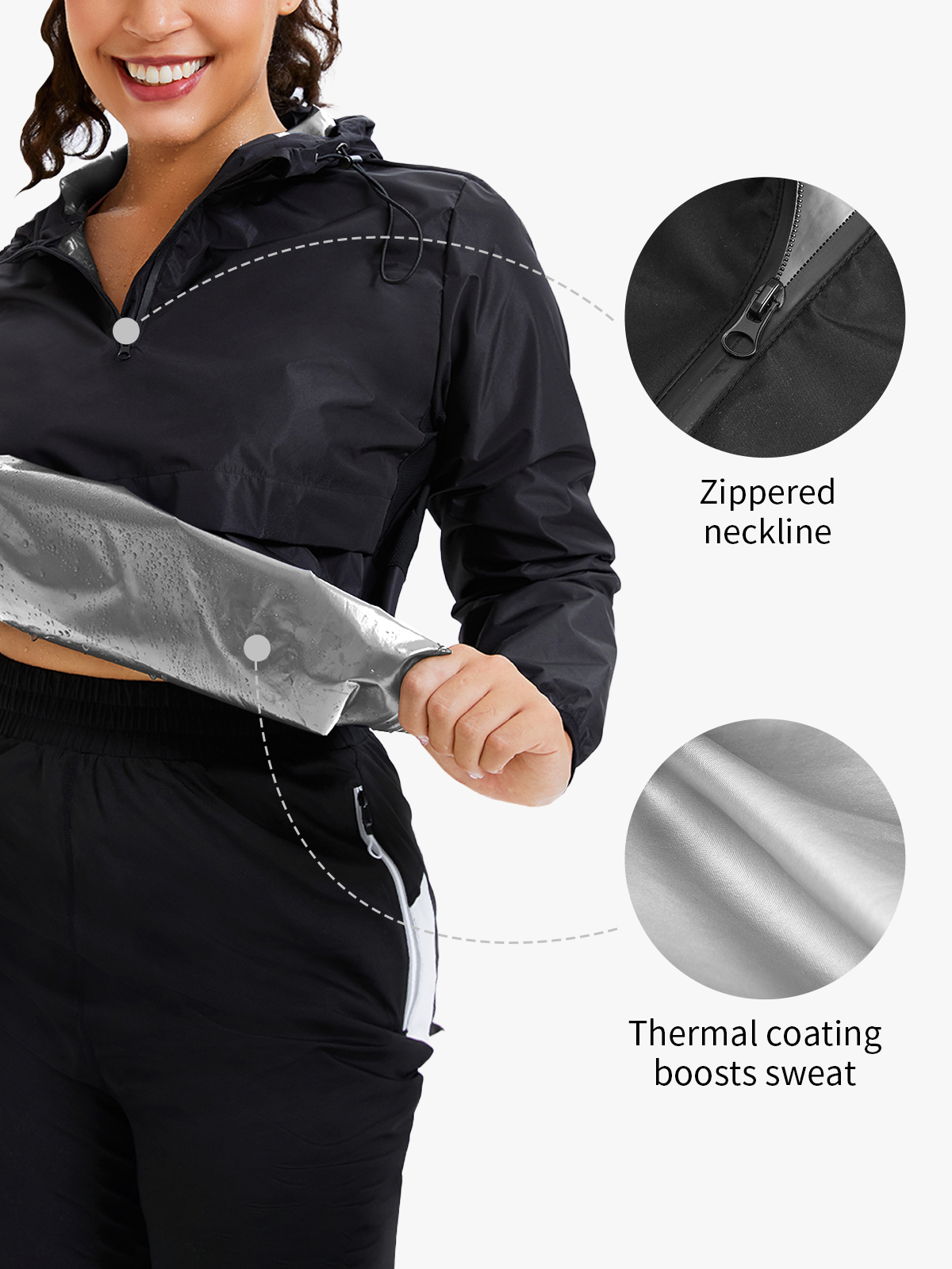 Half Zipper Pullover Workout Sweat Sauna Top