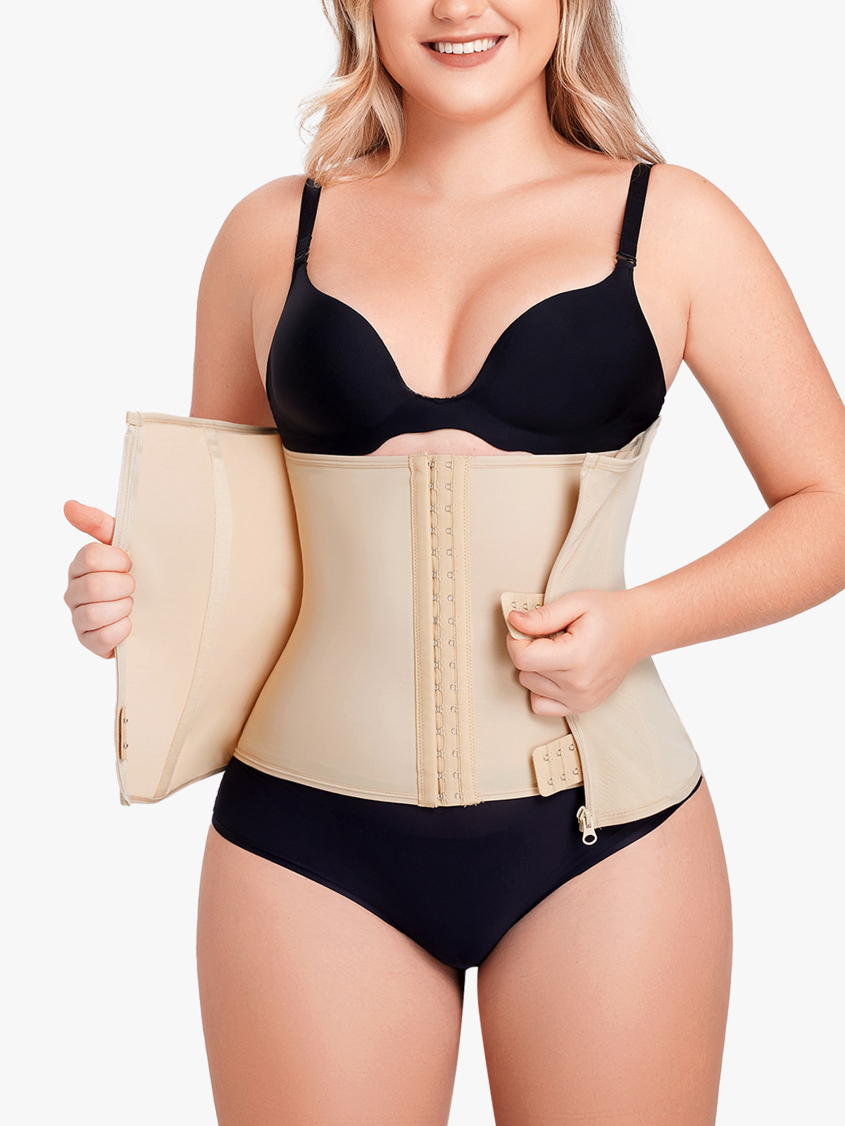 Hook and Zipper Steel Boning Sculpting Waist Cincher