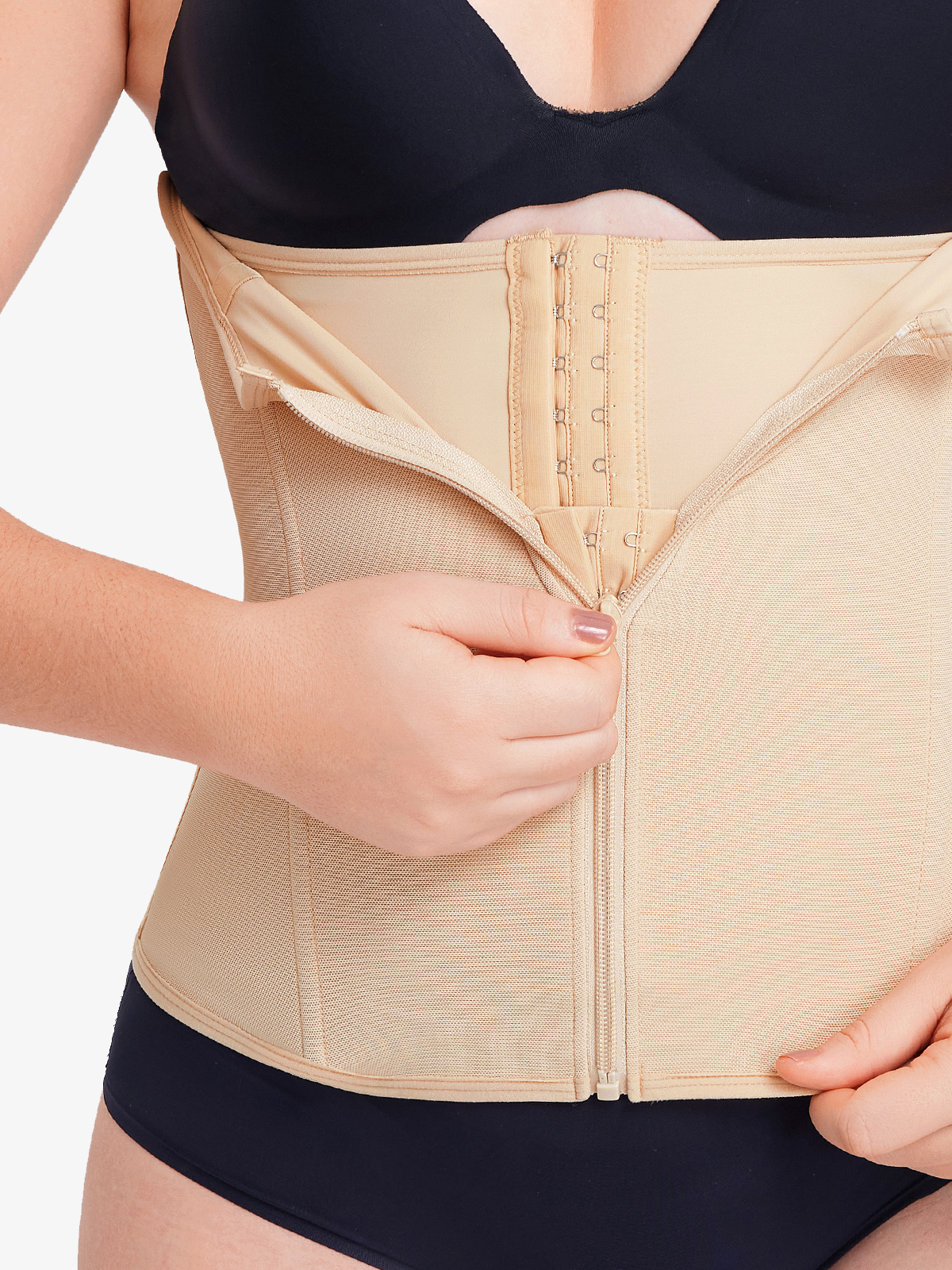 Hook and Zipper Steel Boning Sculpting Waist Cincher