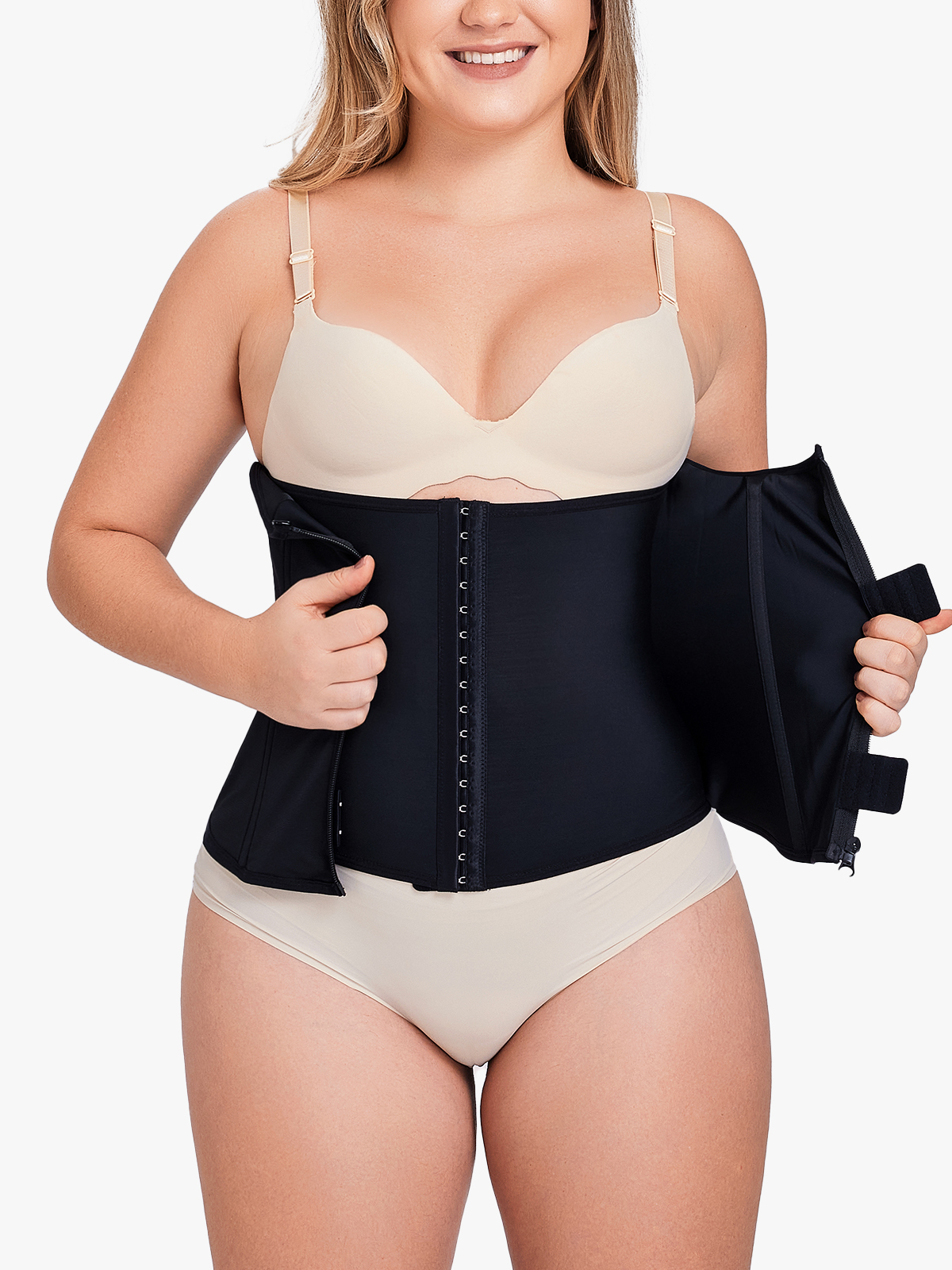 Hook and Zipper Steel Boning Sculpting Waist Cincher