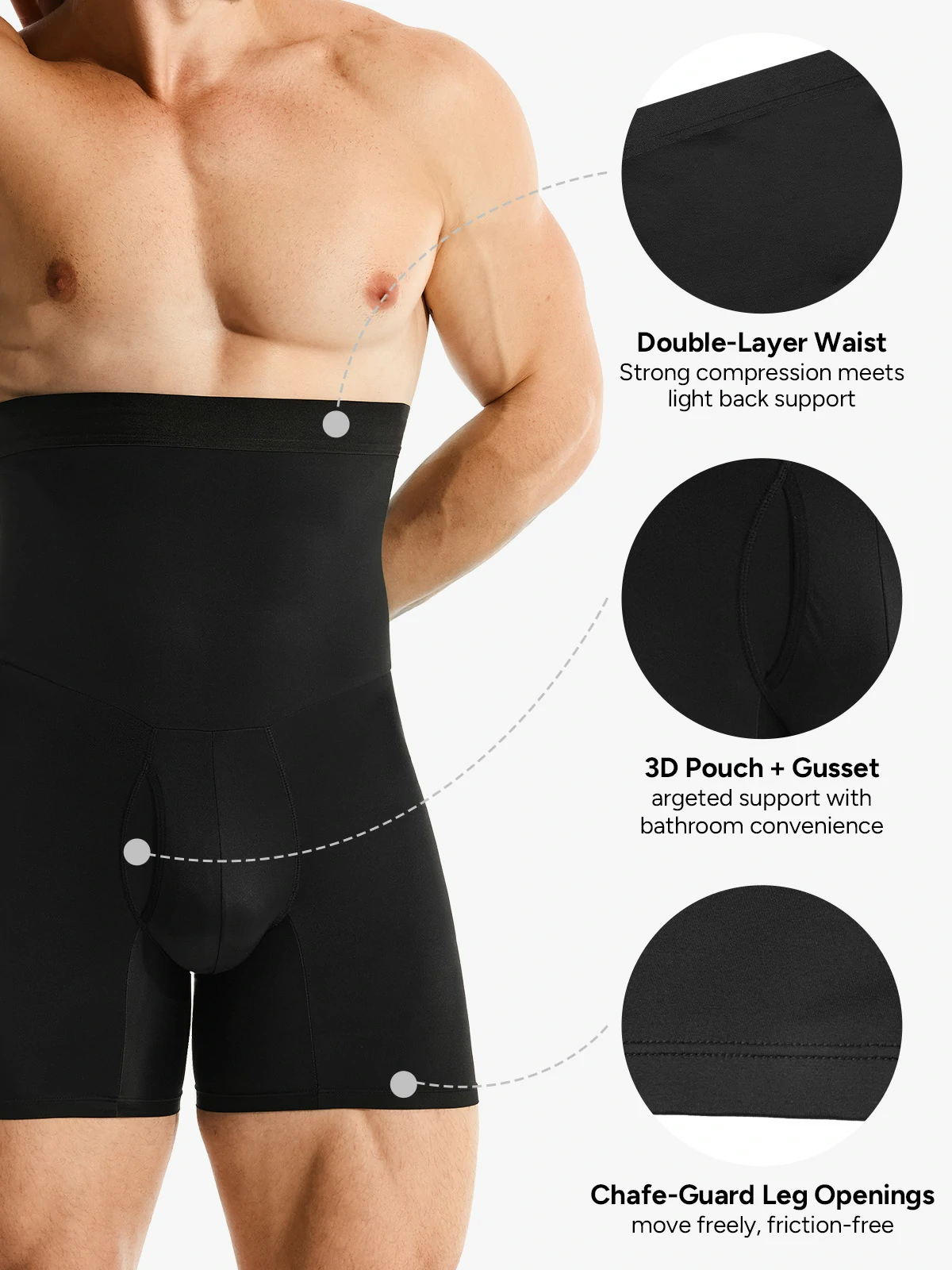 High-Waisted Tummy Control Shaper Shorts for Men