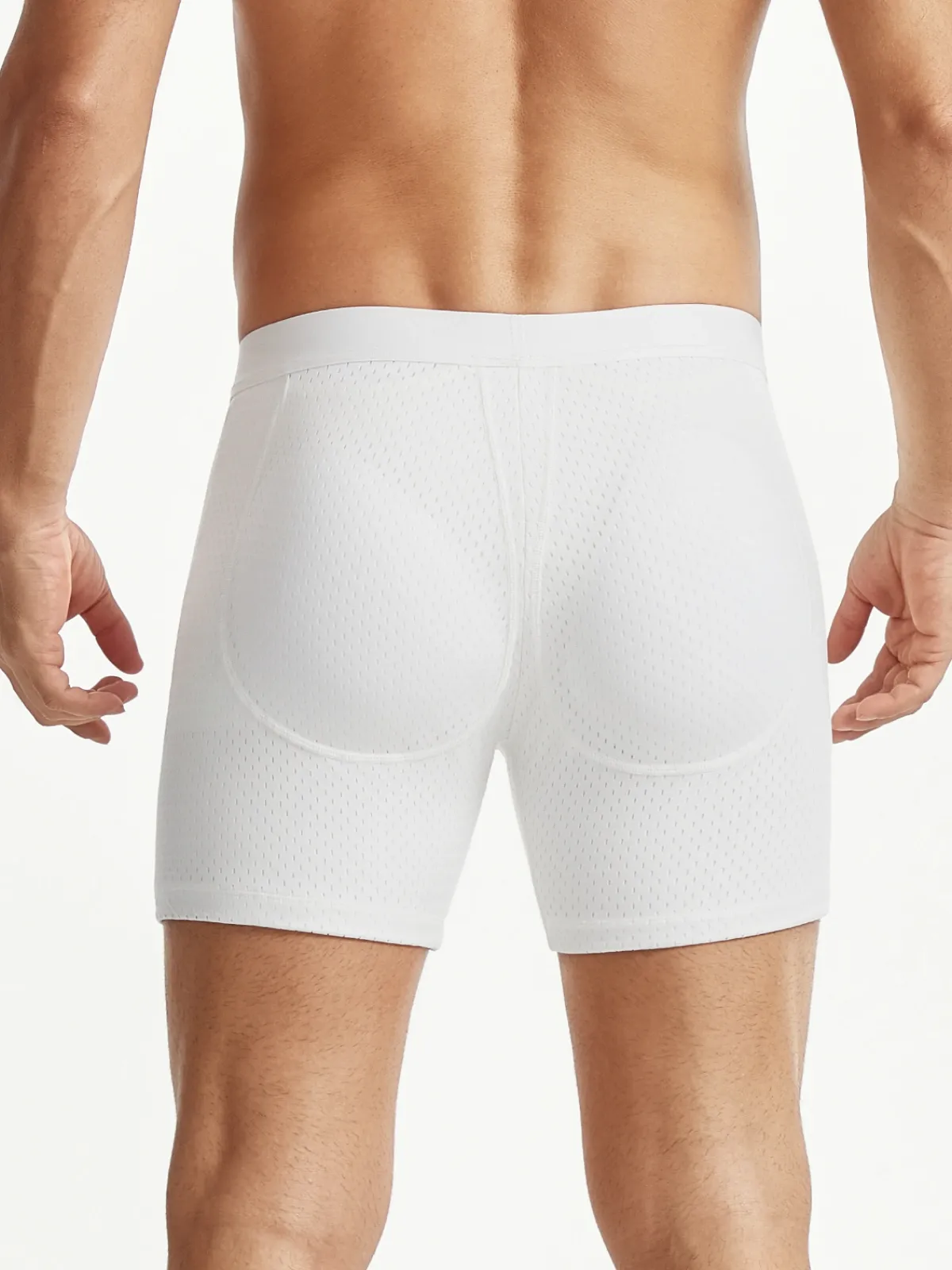 Mid-Waist Mesh Shorts Panties With Removable Butt Pads