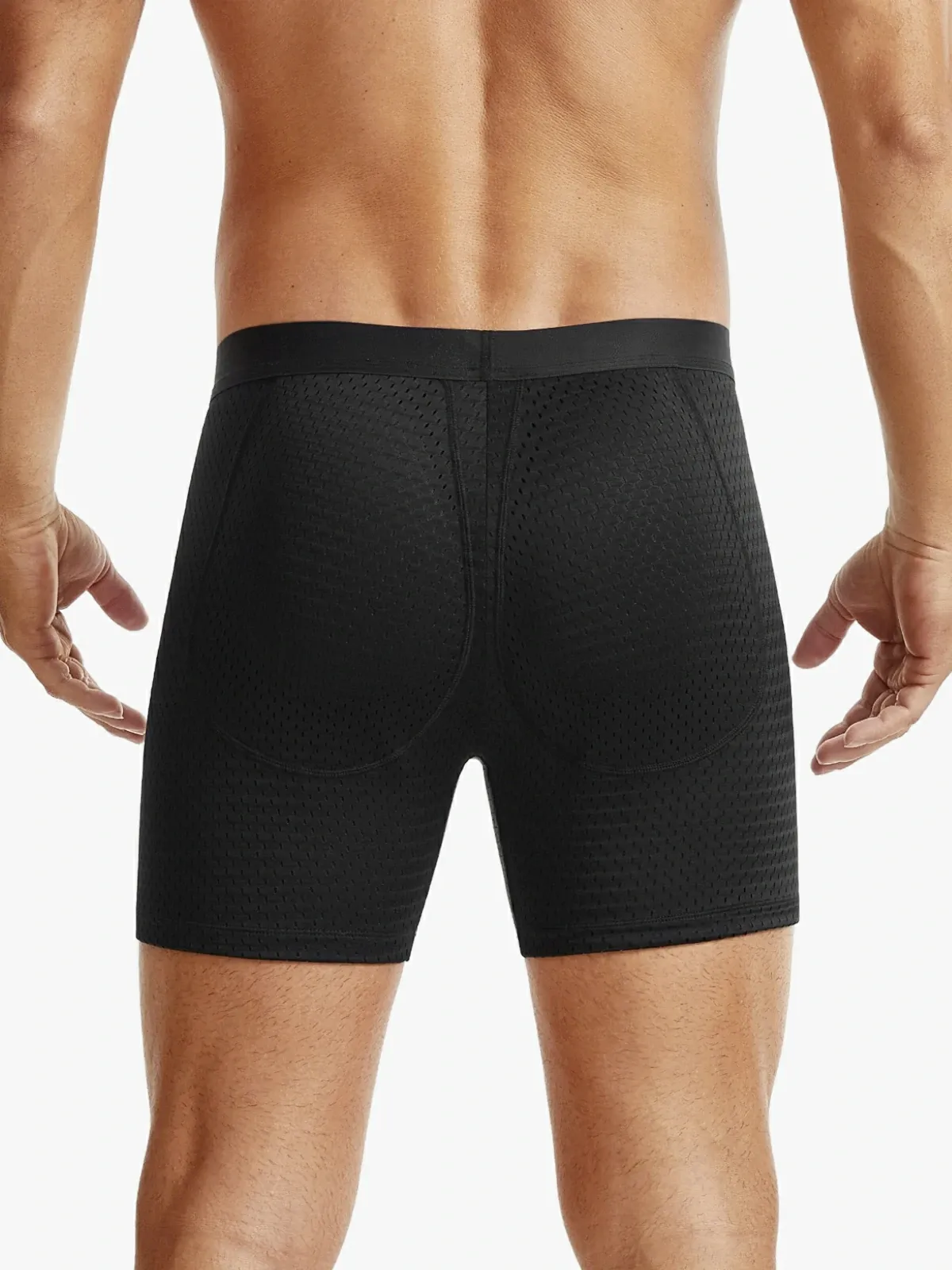 Mid-Waist Mesh Boxers Panties With Removable Butt Pads For Men