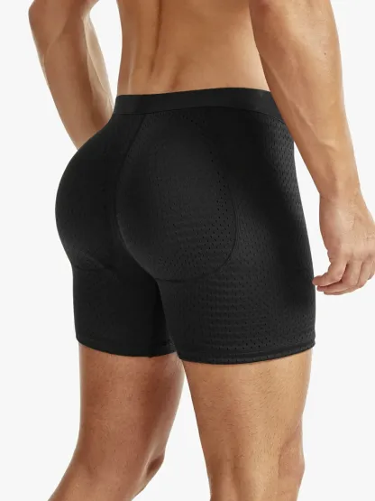 Mid-Waist Mesh Boxers Panties With Removable Butt Pads For Men