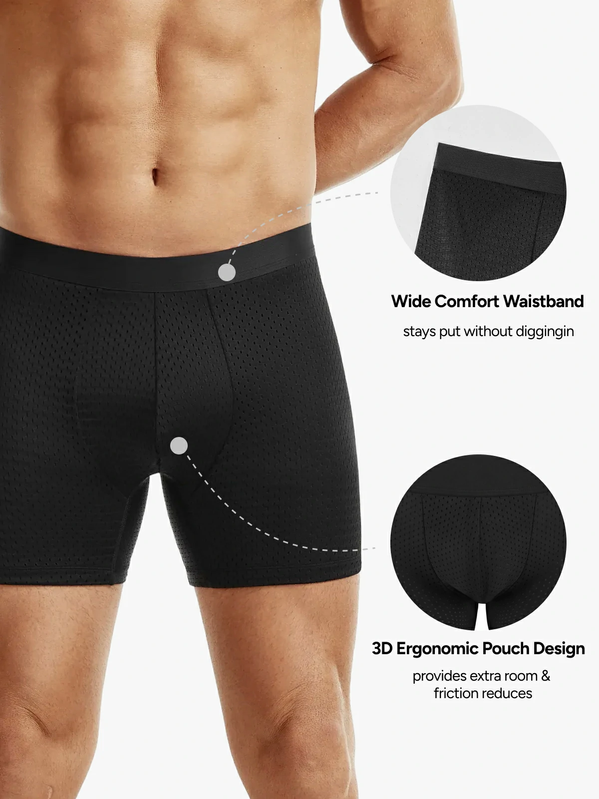 Mid-Waist Mesh Boxers Panties With Removable Butt Pads For Men