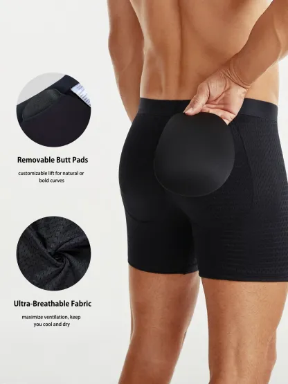 Mid-Waist Mesh Shorts Panties With Removable Butt Pads
