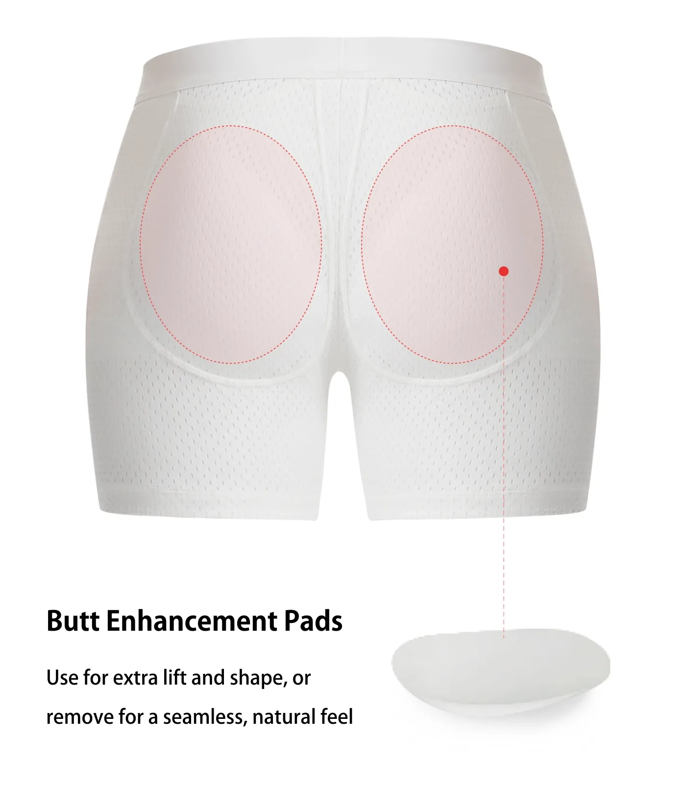 Mid-Waist Mesh Shorts Panties With Removable Butt Pads