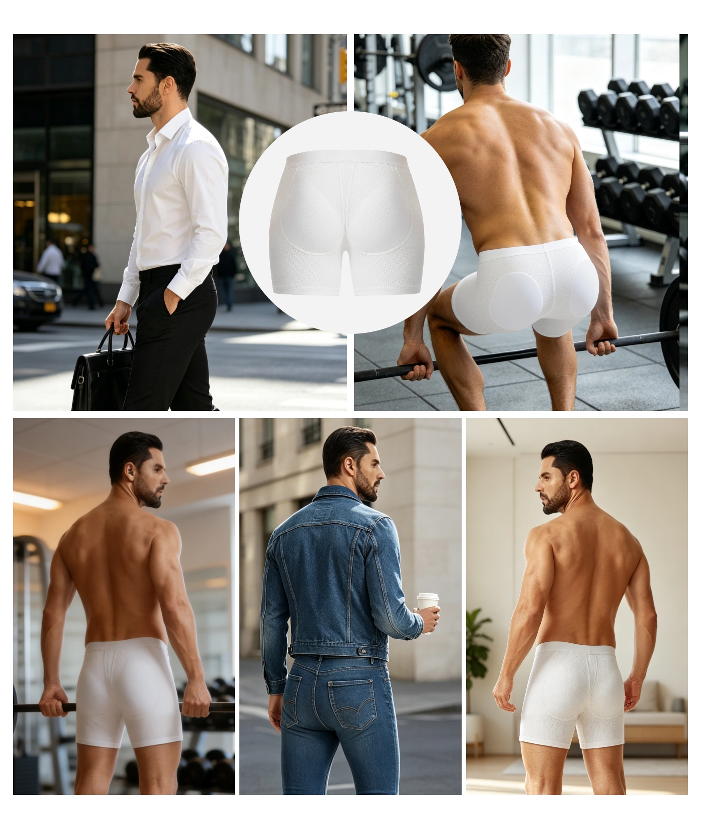 Mid-Waist Mesh Shorts Panties With Removable Butt Pads