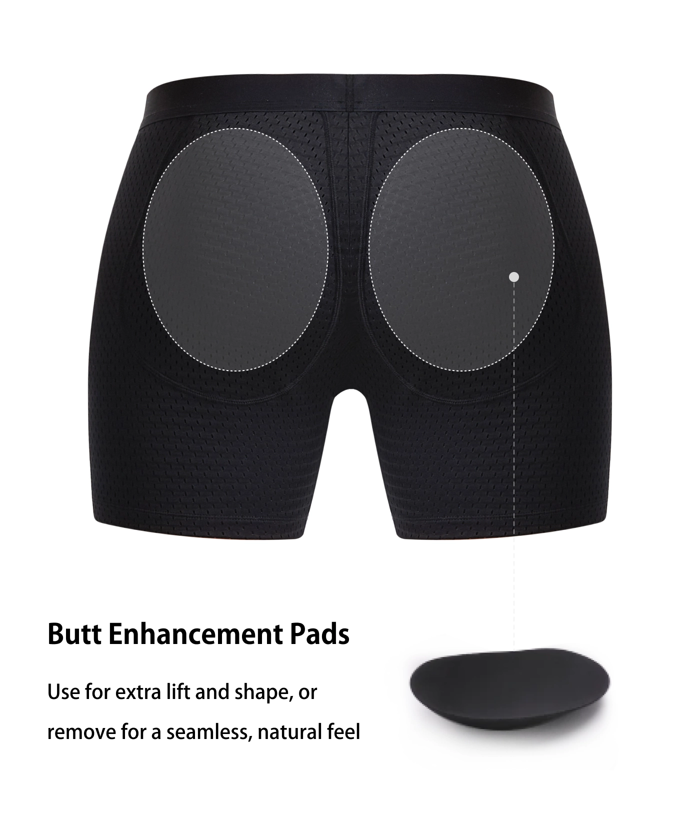 Mid-Waist Mesh Shorts Panties With Removable Butt Pads