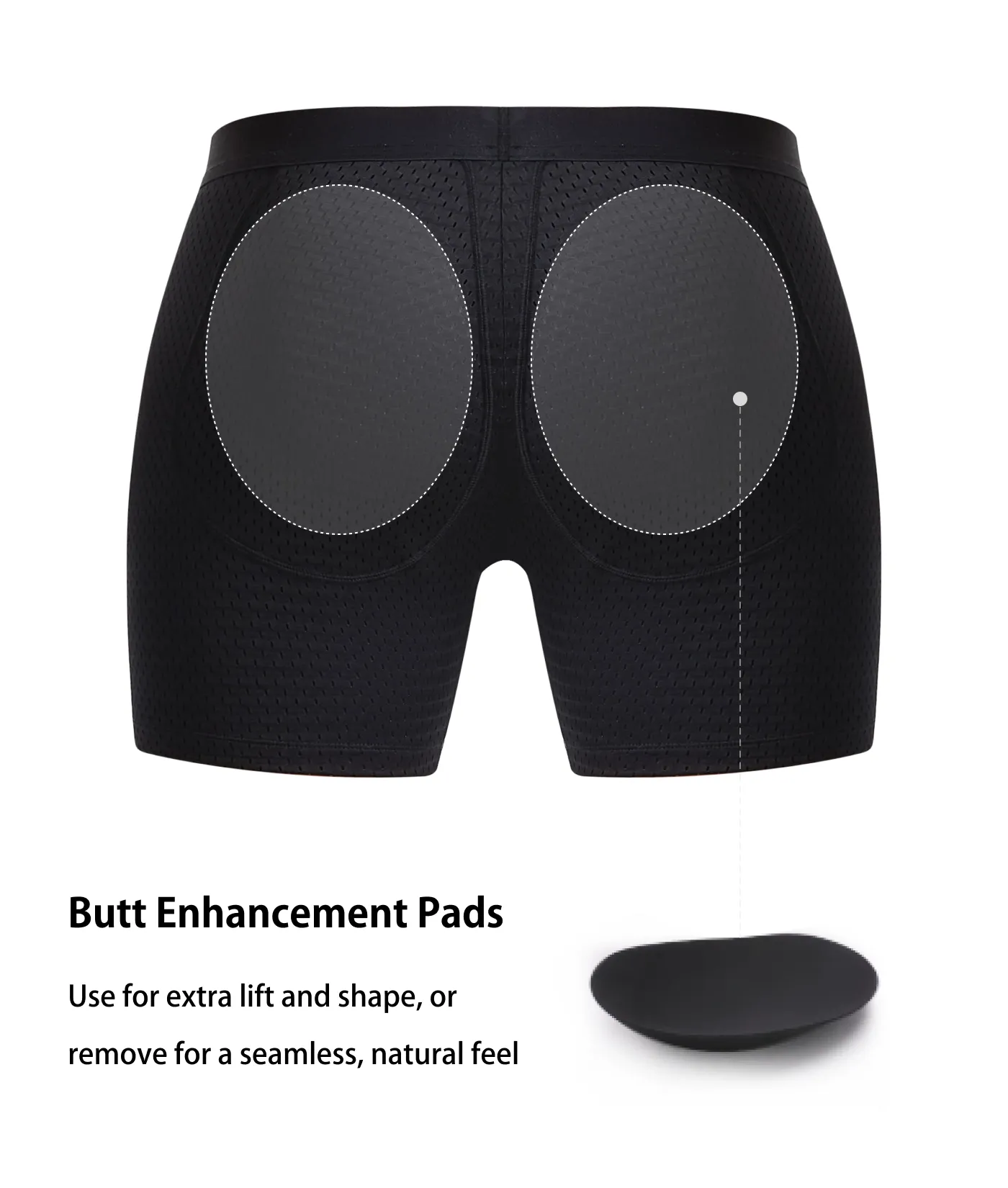 Mid-Waist Mesh Shorts Panties With Removable Butt Pads