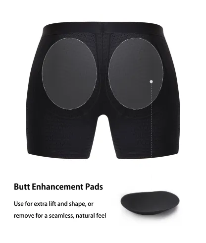 Mid-Waist Mesh Shorts Panties With Removable Butt Pads