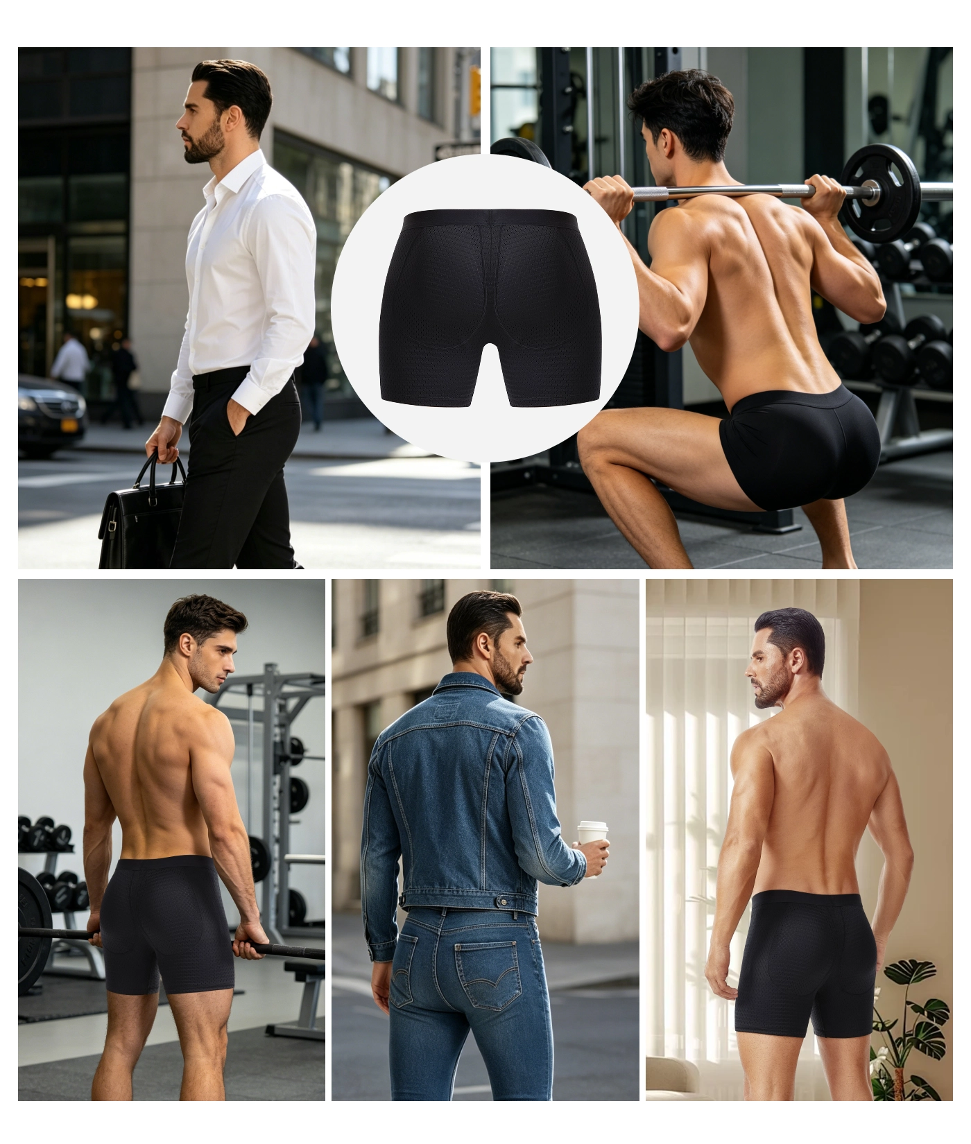 Mid-Waist Mesh Shorts Panties With Removable Butt Pads