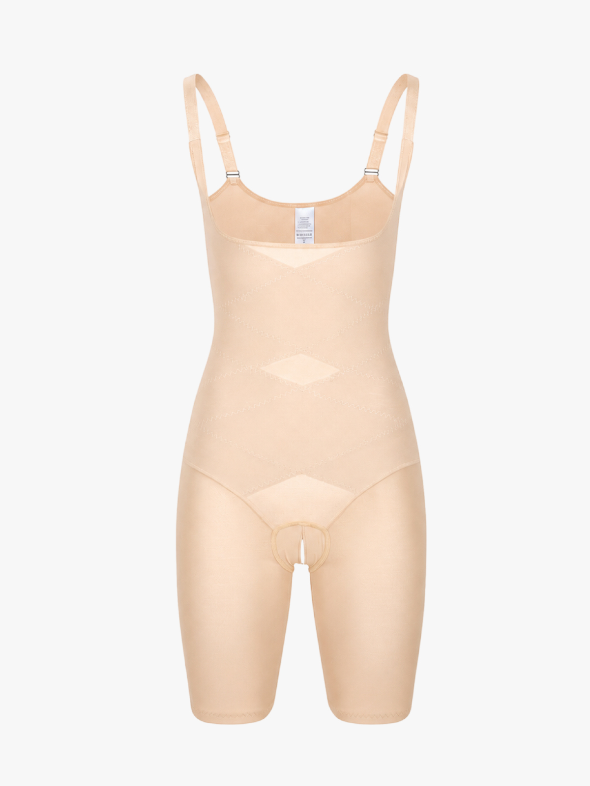 Women Mesh Open Bust Tummy Control Mid Thigh Bodysuit