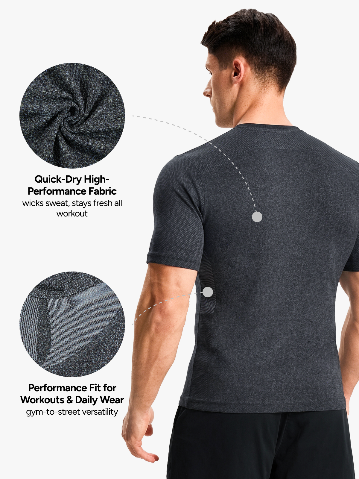 Quick Dry Breathable Workout Crew Neck Top for Men