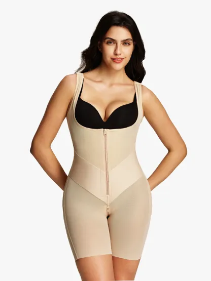 Open Bust Tummy Control Mid-Thigh Bodysuit