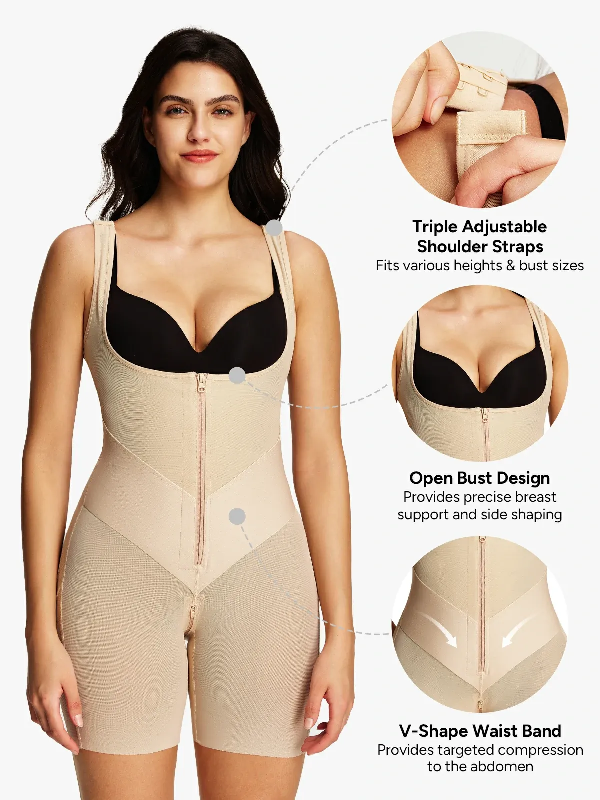 Open Bust Tummy Control Mid-Thigh Bodysuit