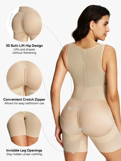 Open Bust Tummy Control Mid-Thigh Bodysuit