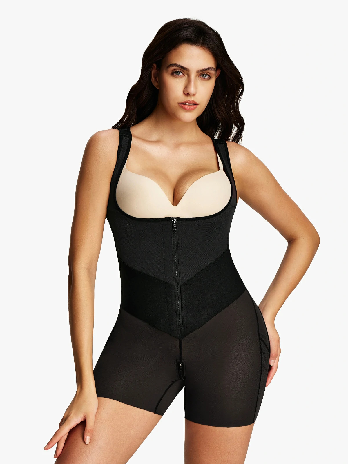 Open Bust Tummy Control Mid-Thigh Bodysuit