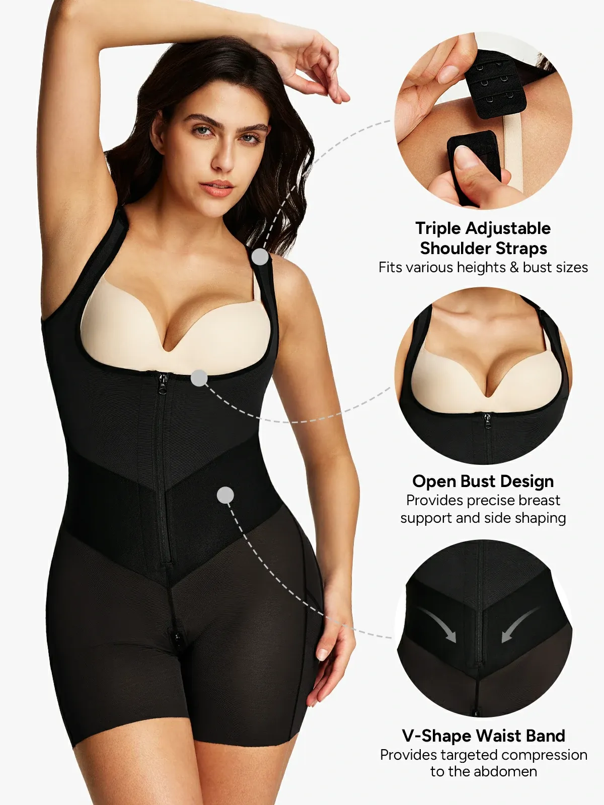 Open Bust Tummy Control Mid-Thigh Bodysuit