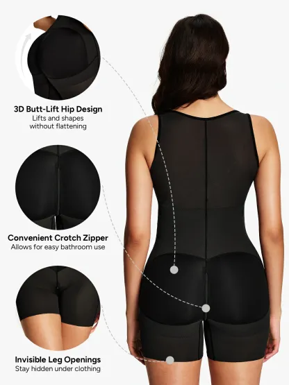 Open Bust Tummy Control Mid-Thigh Bodysuit