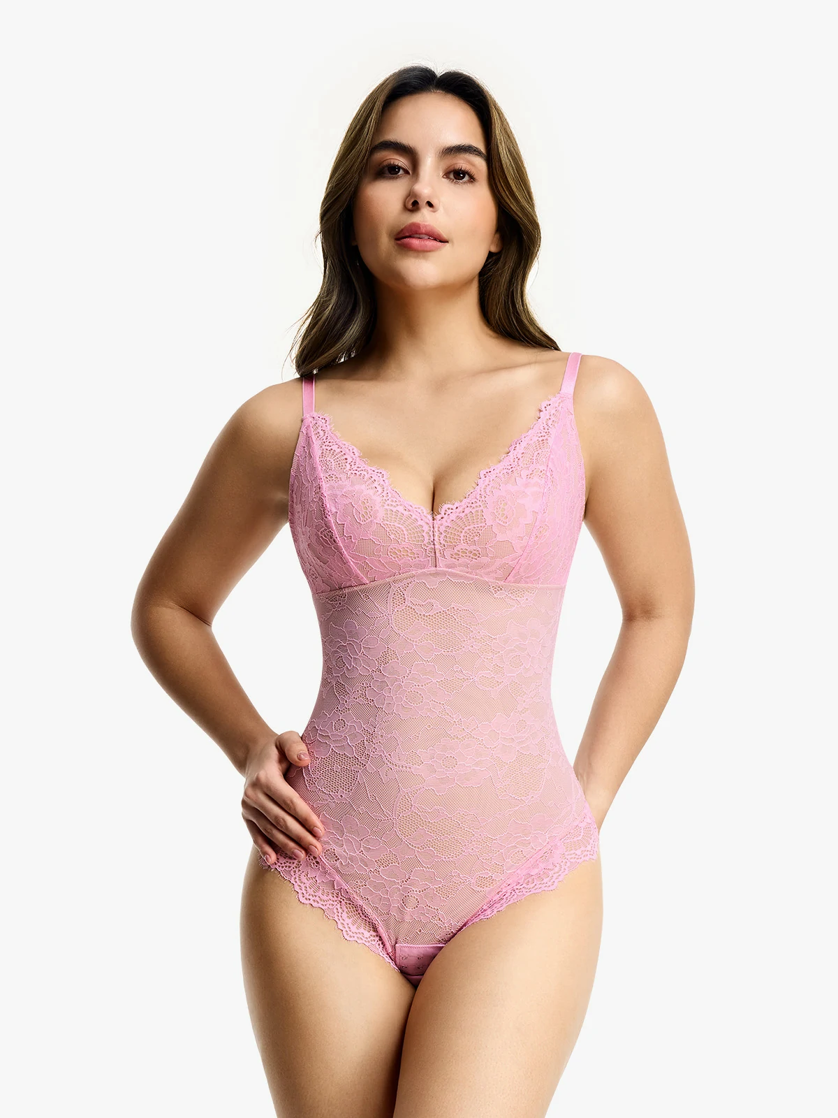 Lace Smoothing Tummy Control Cami Thong Bodysuit