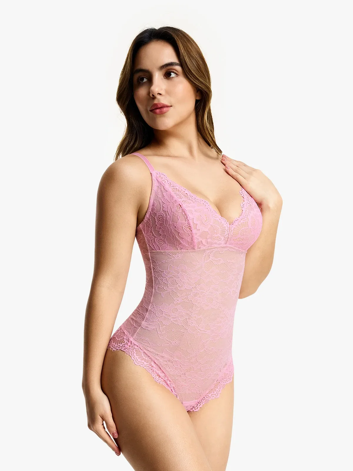 Lace Smoothing Tummy Control Cami Thong Bodysuit