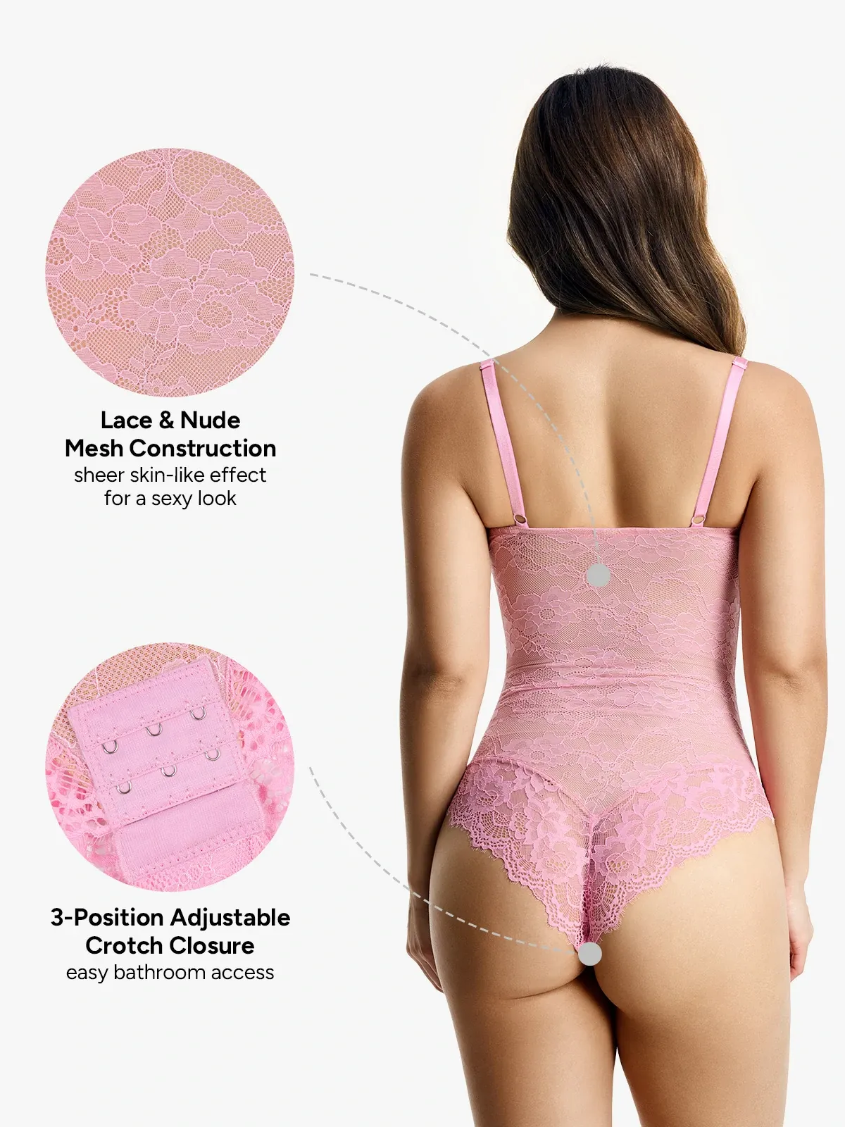 Lace Smoothing Tummy Control Cami Thong Bodysuit