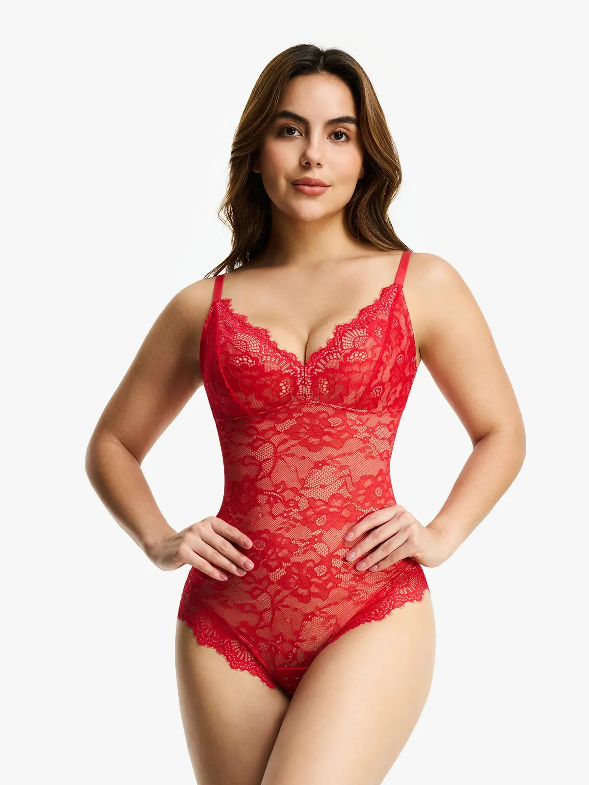 Lace Smoothing Tummy Control Cami Thong Bodysuit