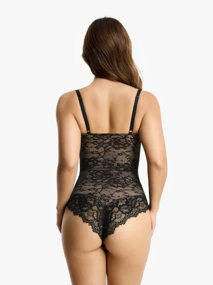 Lace Smoothing Tummy Control Cami Thong Bodysuit