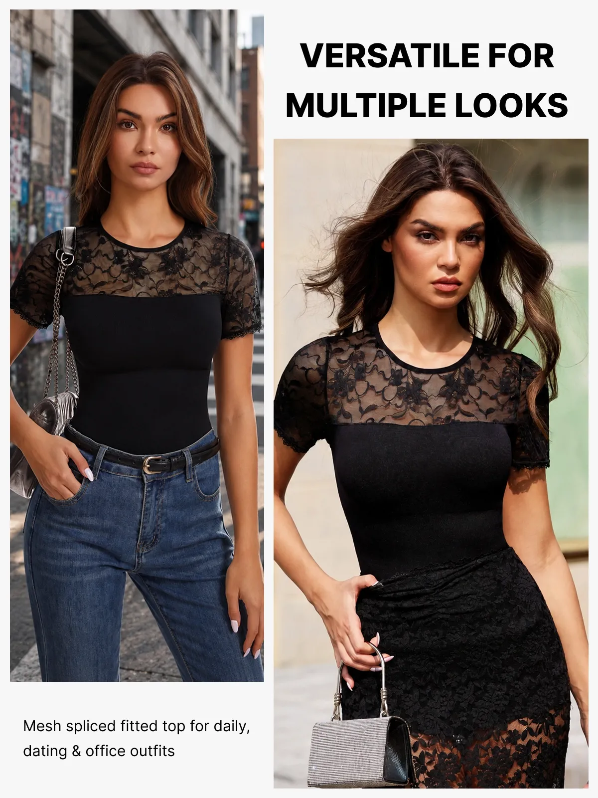 Women Seamless Lace Tummy Control Short Sleeves Thong Bodysuit