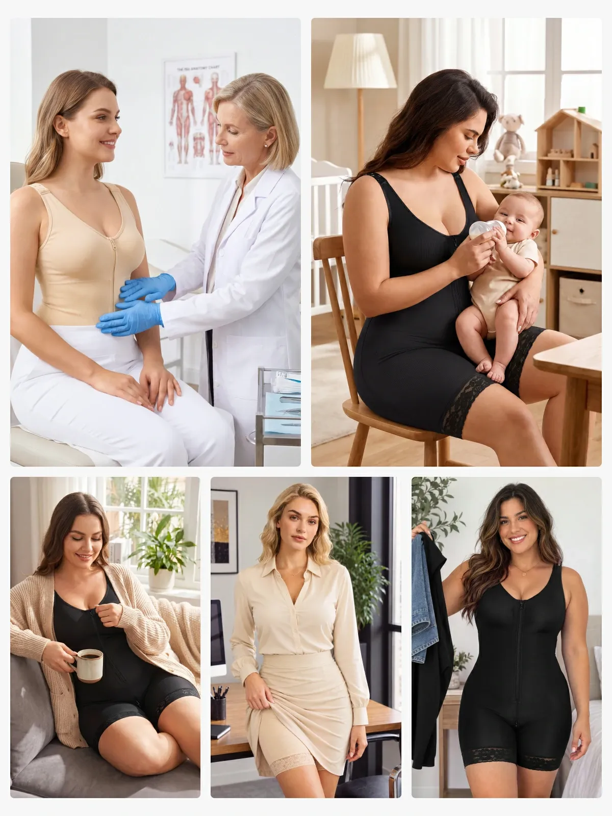 Women Full Coverage Mid-Thigh Bodysuit with Front Zipper