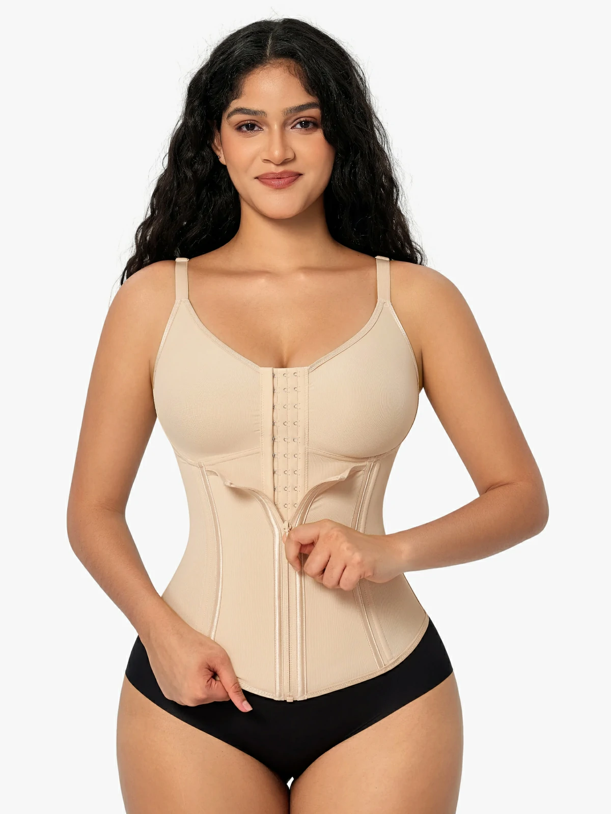Women Front Zip Waist Sculpting Tummy Control Corset Top