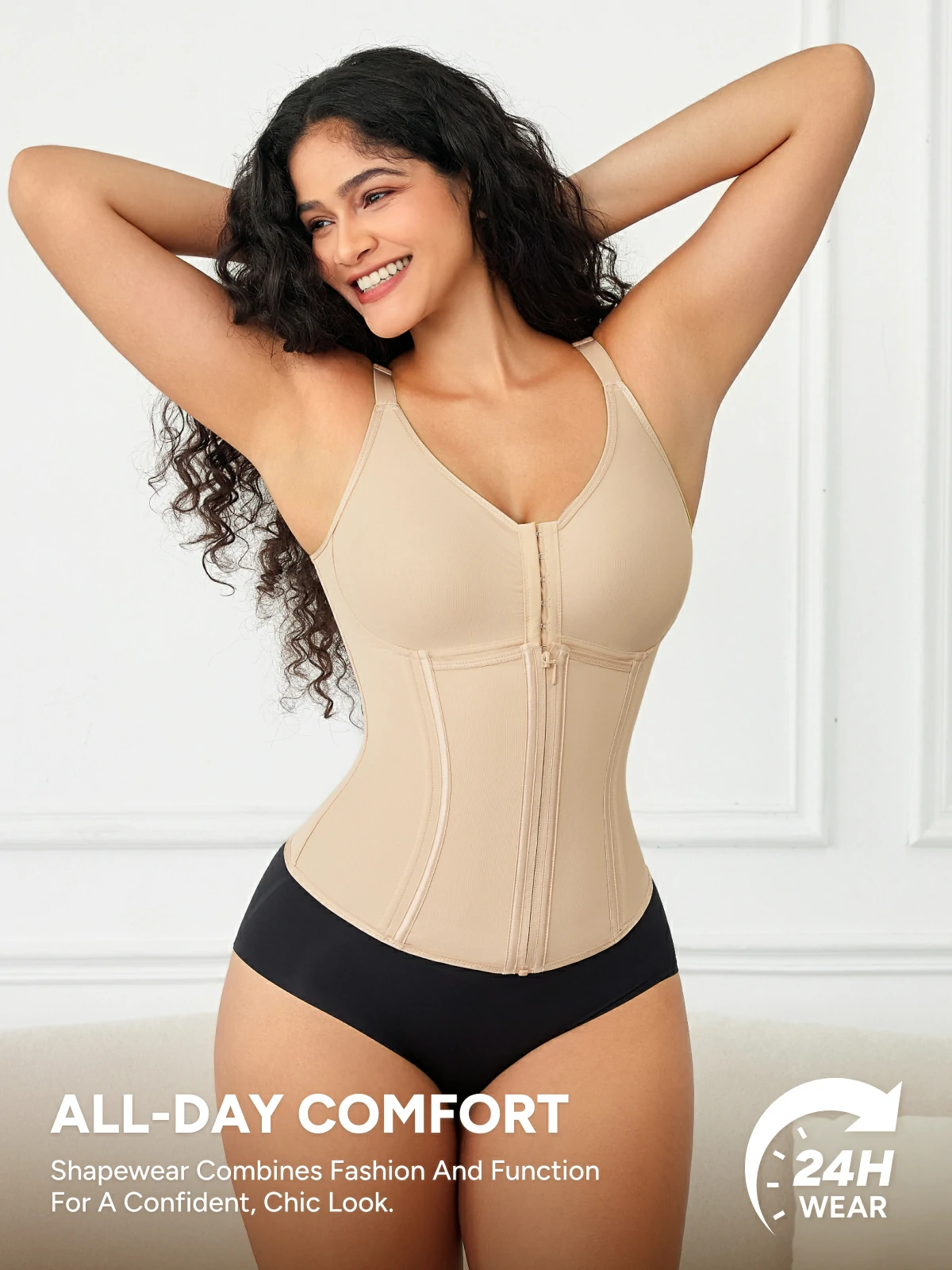 Women Front Zip Waist Sculpting Tummy Control Corset Top