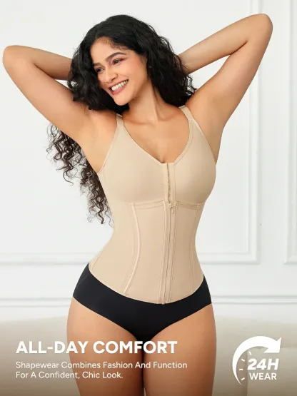 Women Front Zip Waist Sculpting Tummy Control Corset Top