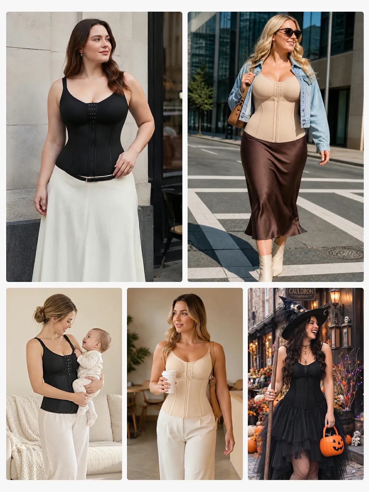 Women Front Zip Waist Sculpting Tummy Control Corset Top