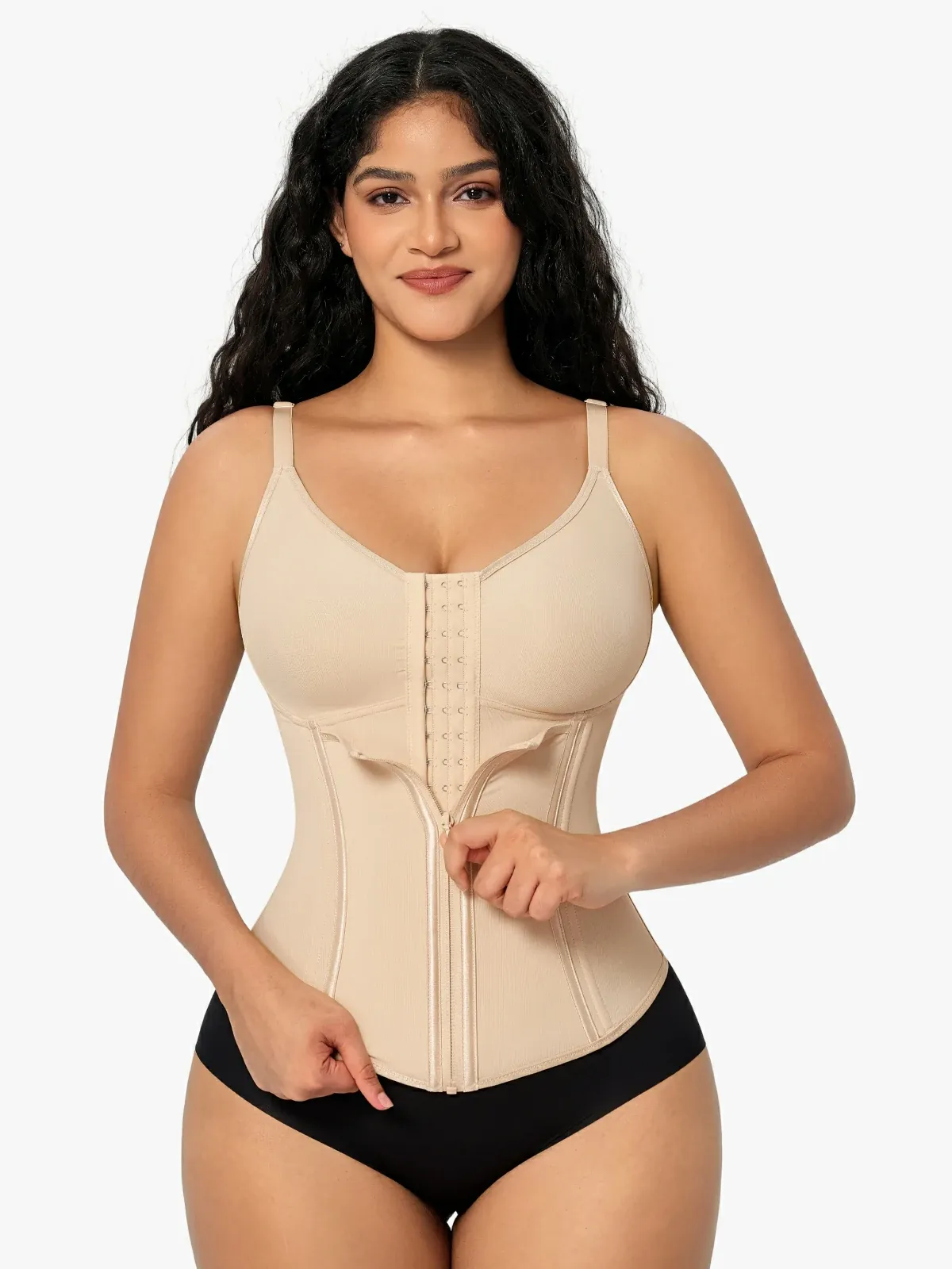 Women Front Zip Waist Sculpting Tummy Control Corset Top