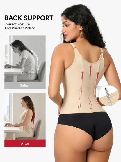 Women Front Zip Waist Sculpting Tummy Control Corset Top