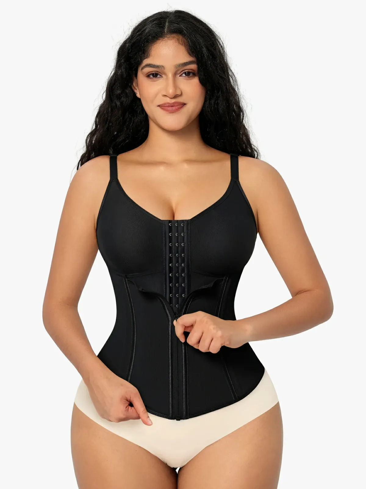 Women Front Zip Waist Sculpting Tummy Control Corset Top