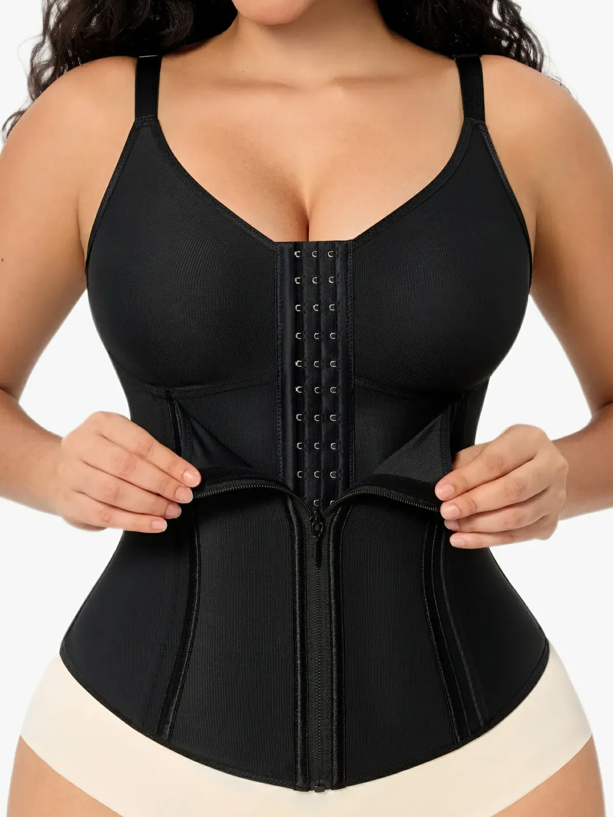 Women Front Zip Waist Sculpting Tummy Control Corset Top